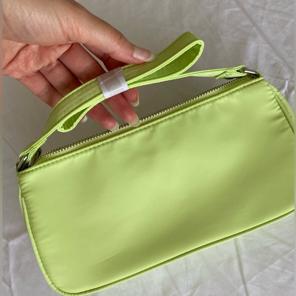 Slim 90s Minimalist Shoulder Bag Handbag Pistachio Lime Light Green - Picture 3 of 12